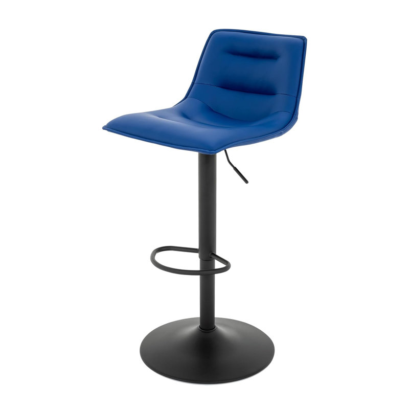 Tabouret de bar réglable, tabouret de bar pivotant à hauteur de comptoir en cuir PU moderne avec dossier, Bleu