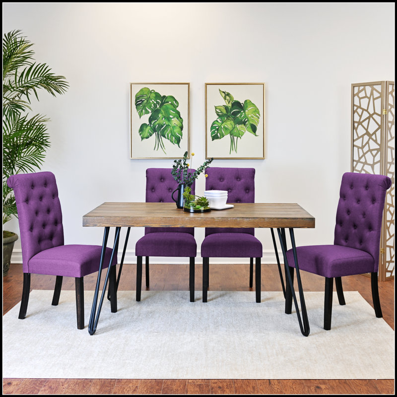 Ensemble de salle à manger 7 pièces avec pieds en épingle combinant design moderne et confort pour un repas élégant, Mauve