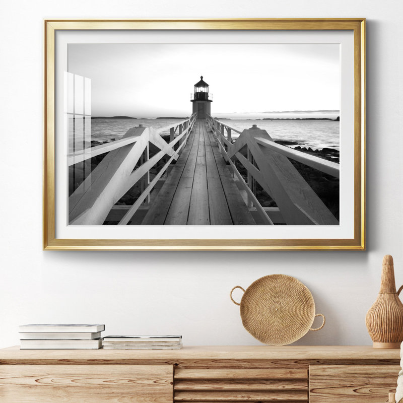 Phare de Marshall Point, reproduction encadrée de qualité supérieure, prête à être accrochée, Papier avec cadre doré