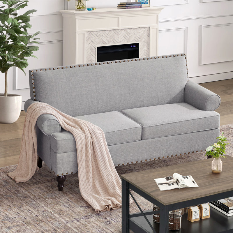 Causeuse moderne en polyester, canapé 2 places avec coussins amovibles, compacte pour les petits espaces et les appartements, facile à assembler