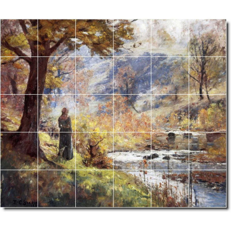 Carreau de peinture murale 25,5 po x 21,25 po 4,25 po x 4,25 po, Theodore Steele, peinture de campagne W08385
