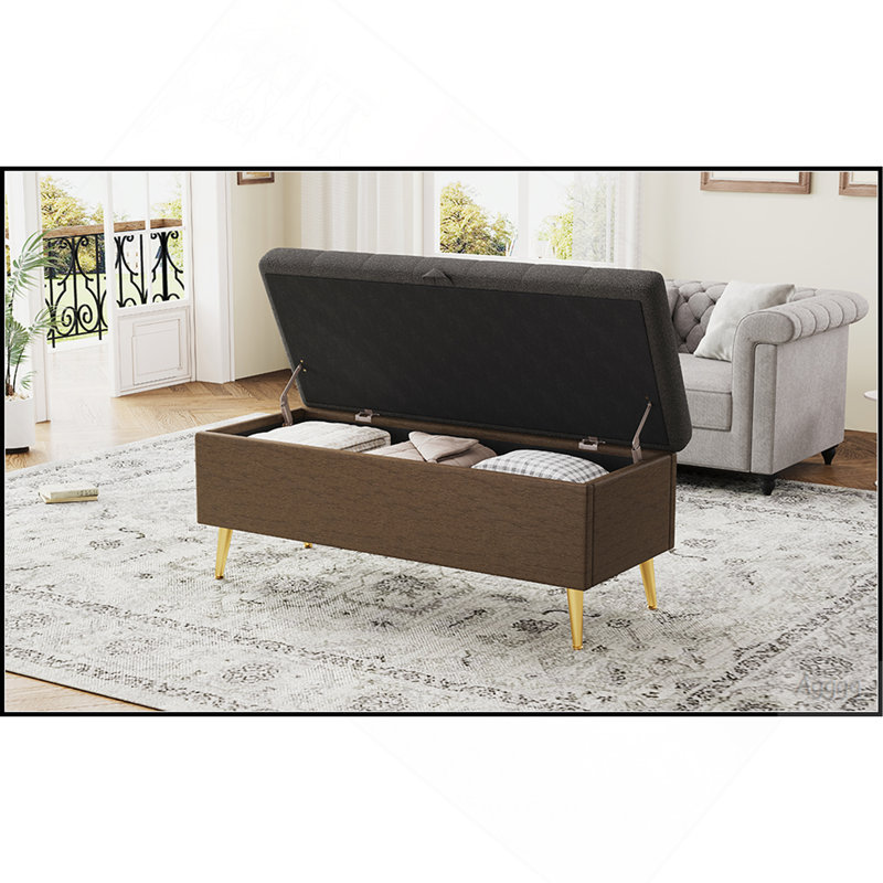 Banc de rangement avec repose-pieds Modern Modern, Café