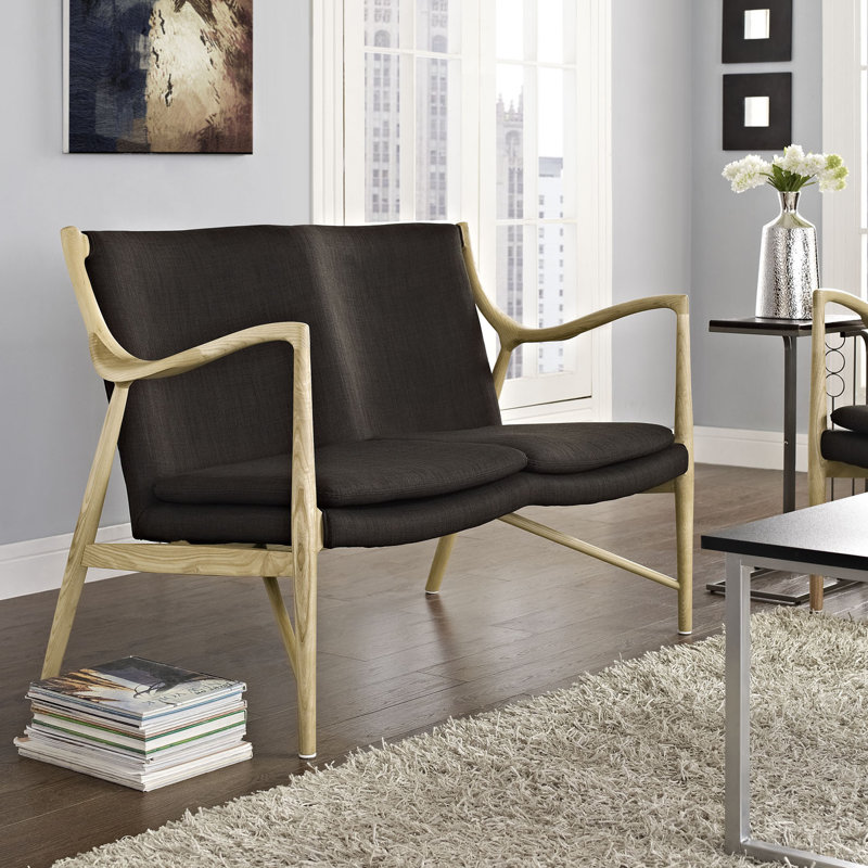 Modway Heed Loveseat, Wool/Viscose Brown