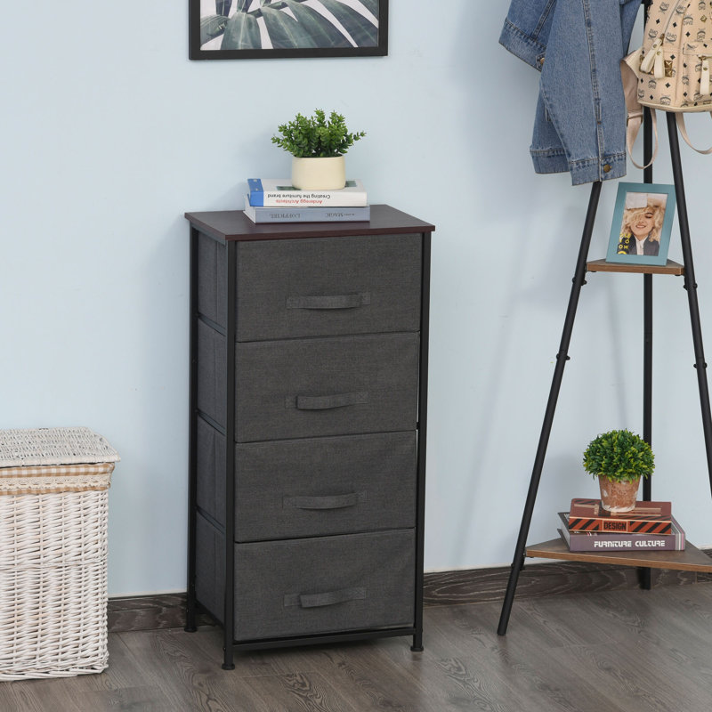 Commode de rangement 4 tiroirs Abing, Noir