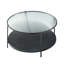 Ensemble de table basse et de table de bout 2 pièces Deena, plateau en verre cannelé, métal noir