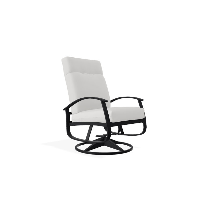 Chaise de patio pivotante avec coussins Askar, Salée, Noir P70, Noir texturé