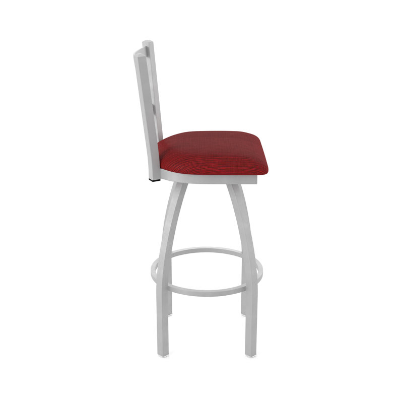 Tabouret pivotant 810 Contessa, Tissu - rubis graphique, Nickel anodisé, Très grand (siège d'une hauteur de 36 po)