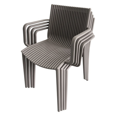 Modern Stackable Plastic Armchairs In Blue, All-Weather Pp Construction, Slatted Back, Non-Slip Foot Pads, Assembly-, Suitable For Garden And Study 4Pcs With Back Design, Blue Hue, -, High Load