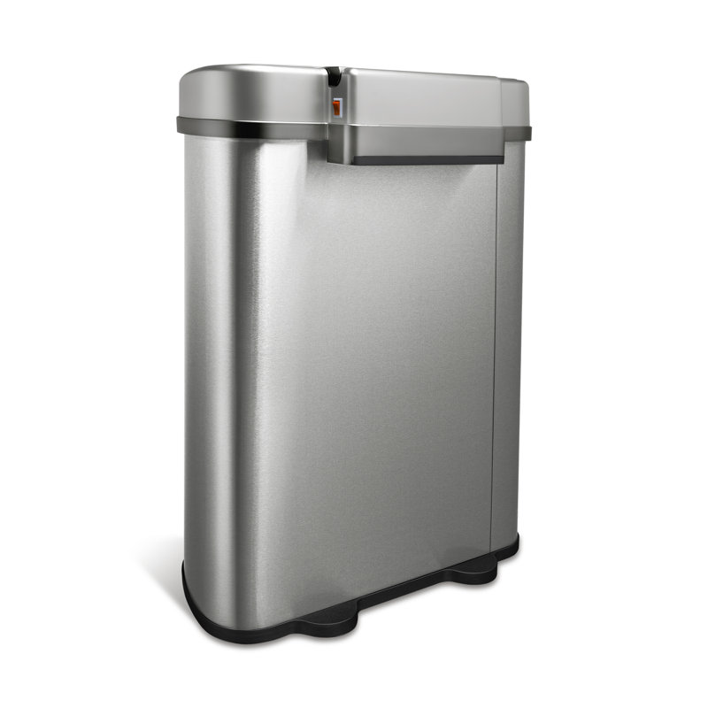 Nine Stars 18.5 Gallon Stainless Steel Motion Sensor Multi-Compartments Trash & Recycling Bin