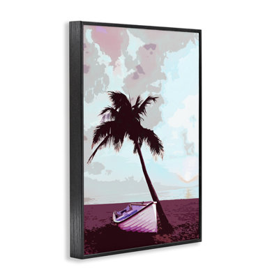 Boat & Palm Tree White Framed Giclee Art by Marcus Prime