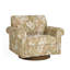Fauteuil pivotant rembourré avec accoudoirs roulés et garniture cloutée-209640739