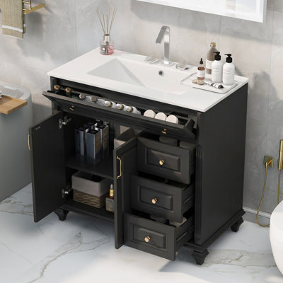 Freestanding Bathroom Vanity With Flip Drawer