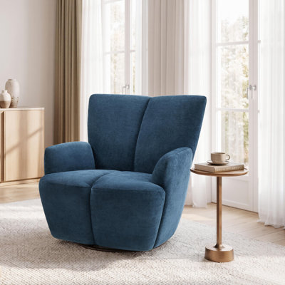 Modern Upholstered 360° Swivel Barrel Accent Armchair