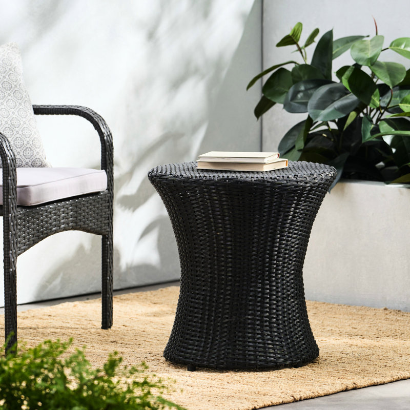 Table d'extérieur - 19,7 po, sans assemblage noir, profondeur de pouce, Noir