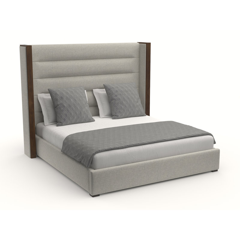 Lit standard rembourré en bois massif Dipson, Revolution® gris, Très grand (haut)
