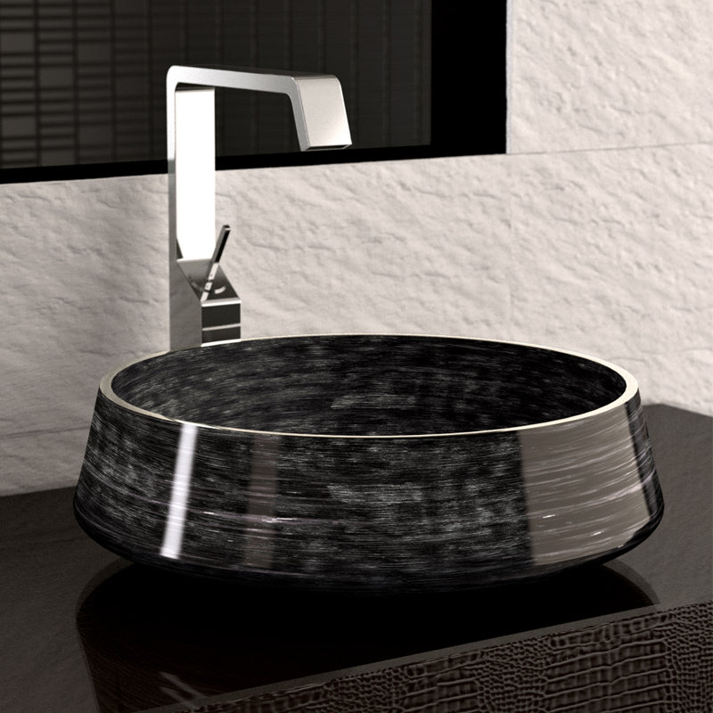Exte 16.5'' L Bathroom Sink, Brown Black