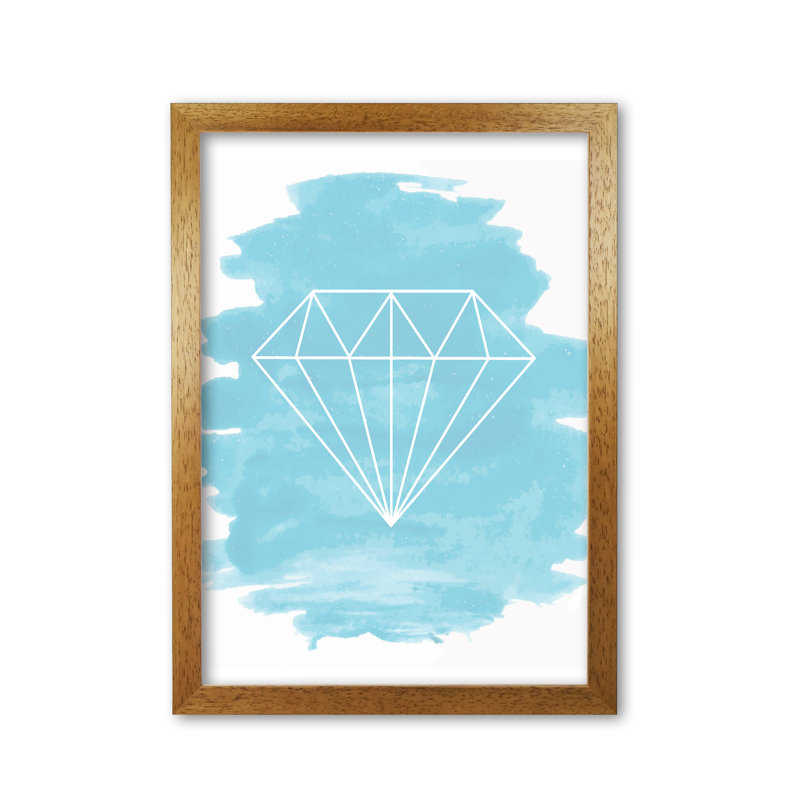 Geo Diamond - Print, Honey Oak Frame, 85 cm H x 60 cm W x 5 cm D