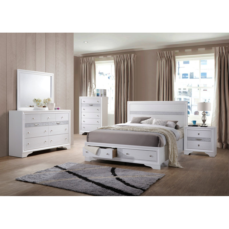 Ensemble de chambre avec grand lit et rangement en bois 5 pièces