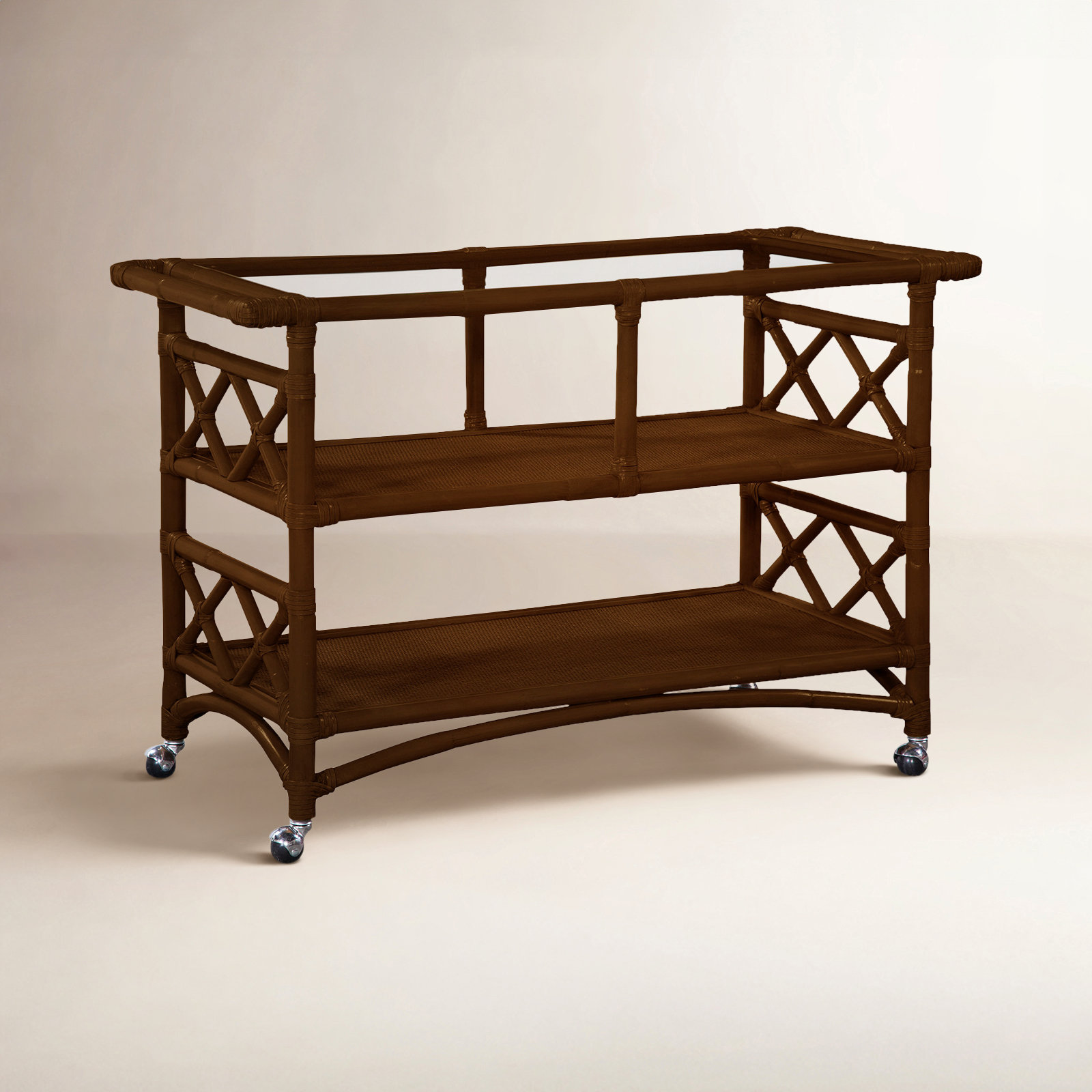 Abbott Wicker / Rattan Bar Cart, Coffee