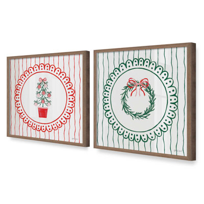Ribboned Evergreens set of 2 Art Prints
