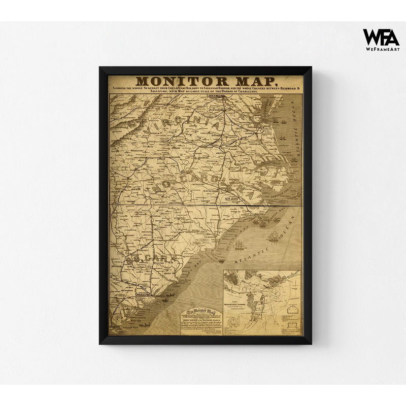 «Eastern Seaboard In 1863» par Vintage Cartes, histoire, décoration murale de classe, impression de carte rétro, impression de carte de bord de mer, impression de carte histoire antique