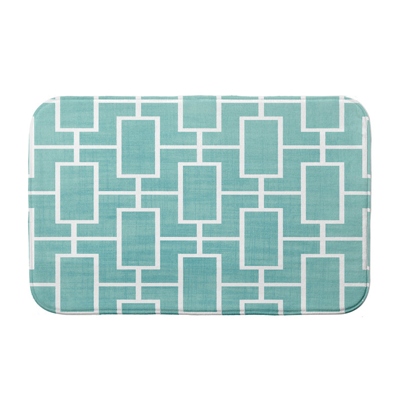 Tapis pour salle de bain avec grillage Leija, H 18 po x L 30 po, Bleu