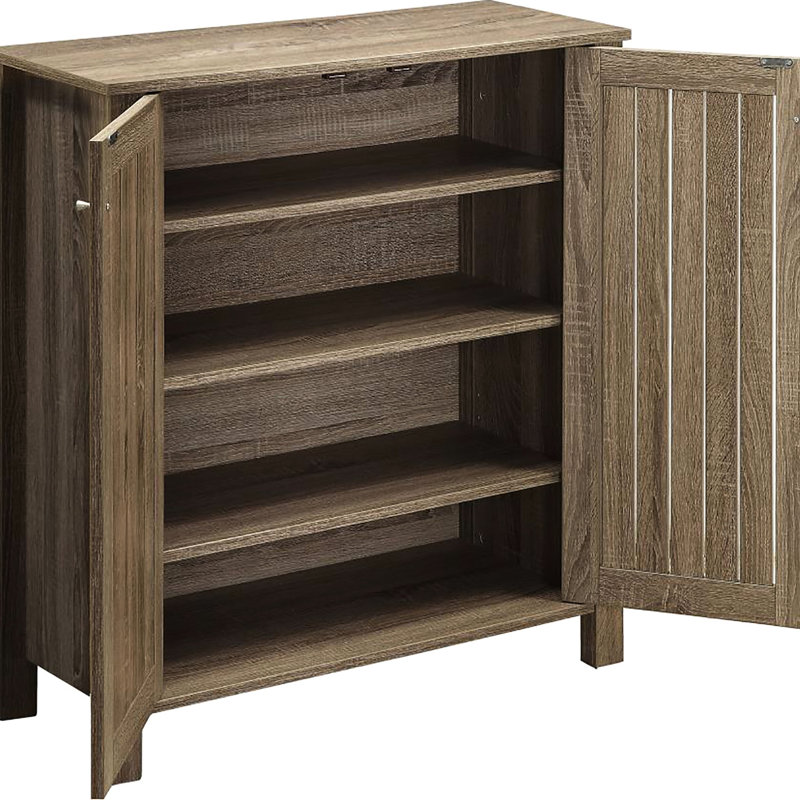 Armoire à chaussures taupe foncé avec attrait rustique et 4 tablettes pour la propreté de l'espace de vie