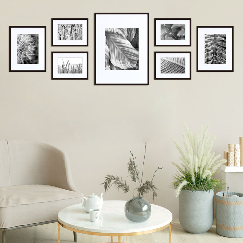 Mato Metal Picture Frame - Set of 7 with Mat, Black