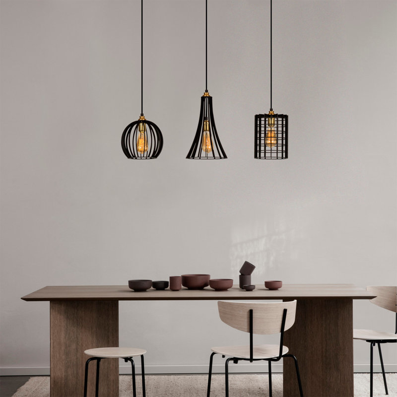 Lustre industriel noir, hauteur réglable, 27,6 po x 9,1 po | Corps en métal, hauteur de 51,2 pouces | 3 x douilles E27 (40 W maximum) | Design élégant et sobre | Parfait pour la salle à manger, le salon et le vestibule