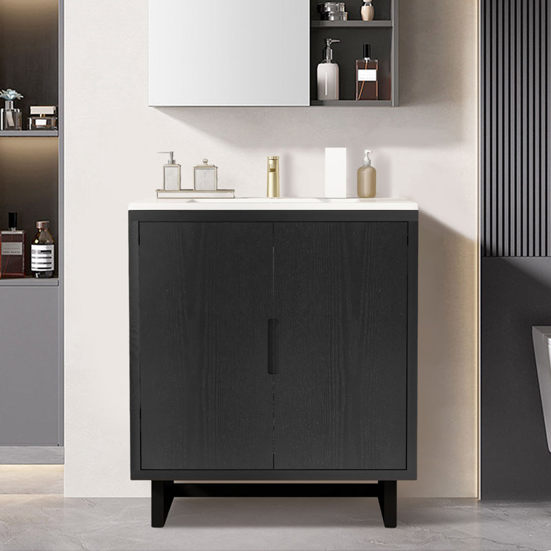 Meuble-lavabo simple 29,5 po avec plateau Littzy, Noir
