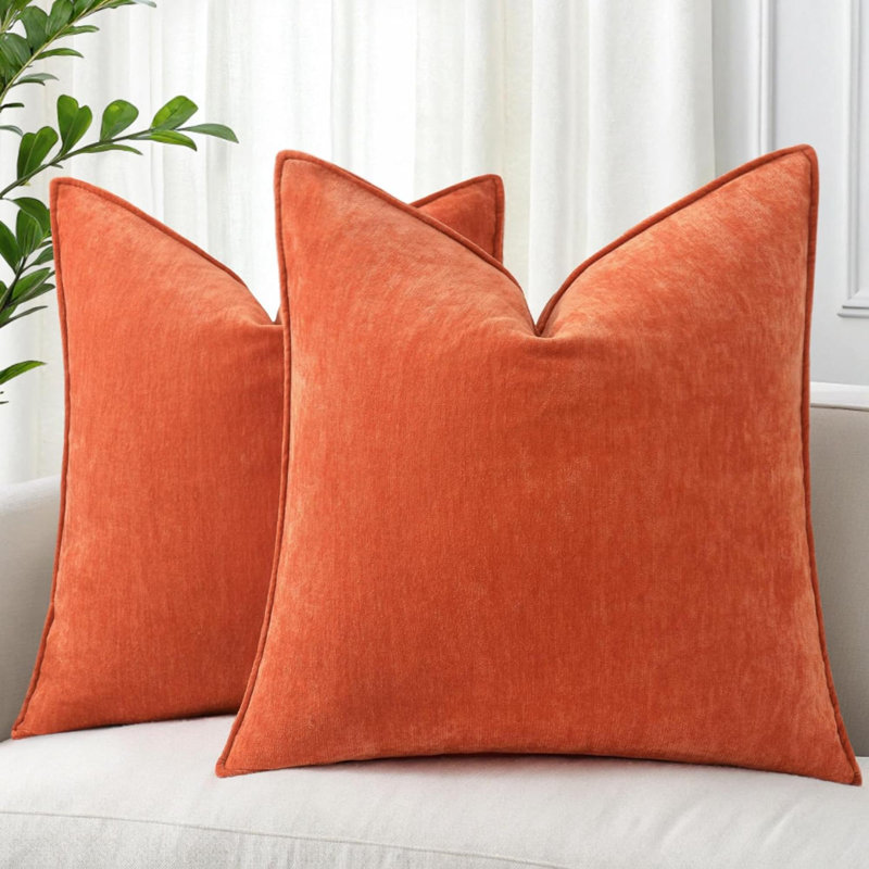 Ensemble de 2 housses de coussins décoratifs de Noël en velours de velours neutre en chenille de style européen pour canapé-lit