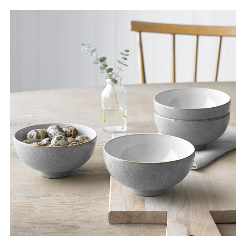 Denby Elements Rice Bowls, Light Grey