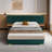 Upholstered Size Bed Frame Of Velvet Tufted Headboard With Floating Nightstand LED/USB Built-In,-1781128975