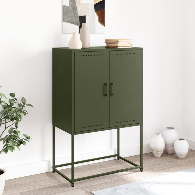 No_Yes_Yes_No_No Unfinished TV Stand, Olive Green, 68cm