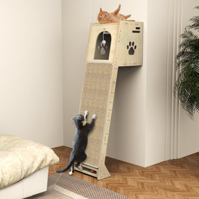 Maison pour chat 59,05 po H avec tapis à gratter