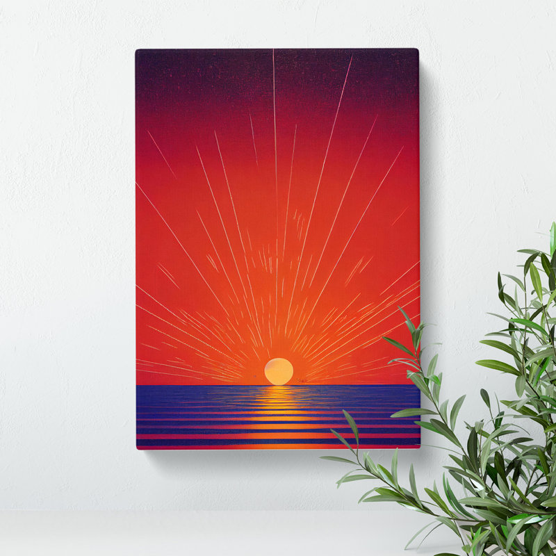 XV1022-1453X Classic Ocean Sunset - Print, Wrapped Canvas, 50cm H x 35cm W x 3cm D, No Matte