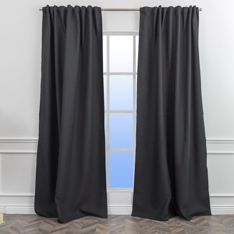 Room Darkening Single Curtain Panel, Black, 260cm Width x 450cm Drop