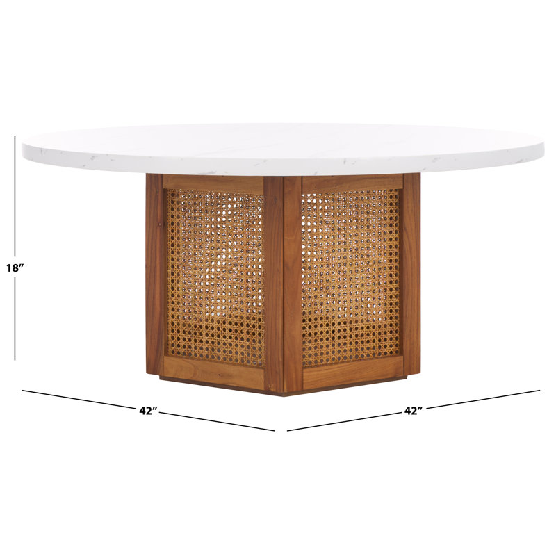 Pacetti Coffee Table, White Faux Marble Top/Brown Base