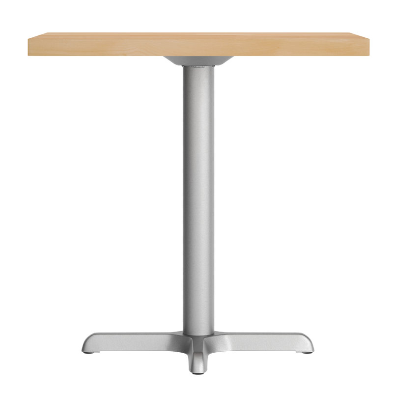 Rectangular Solid Wood Commercial Tabletop with Dining Height X-Base, Natural Wood, 29.5"H x 30"L x 24"W, Silver