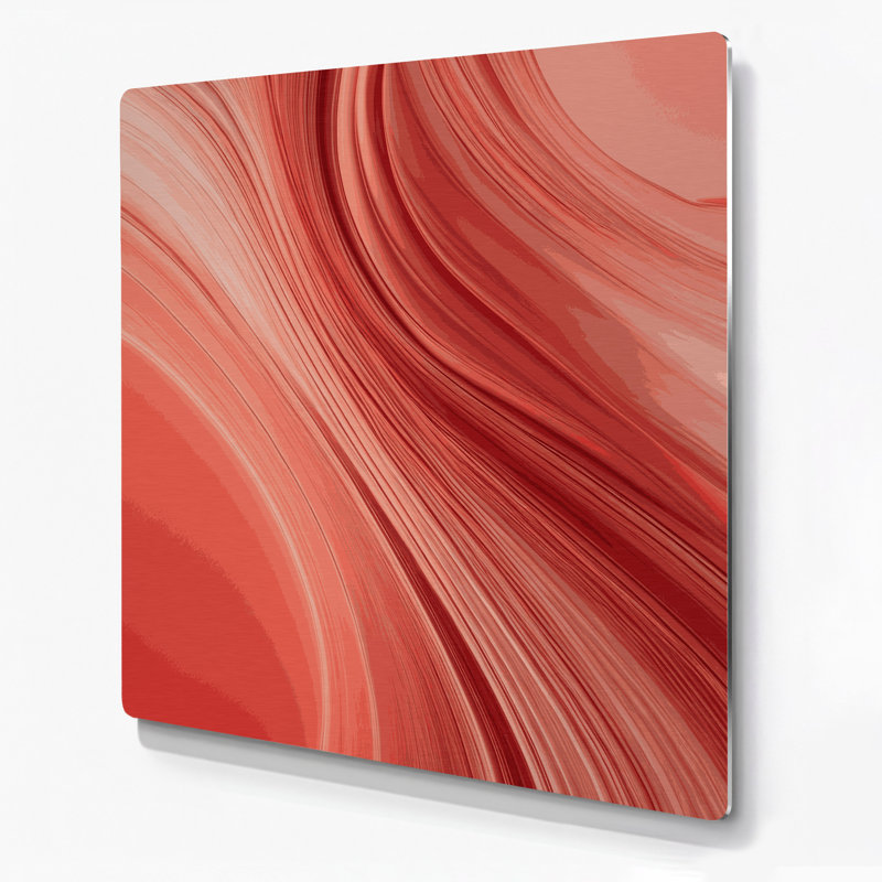 Gradient abstrait 3, art mural en métal rouge, H 32 po x l 32 po