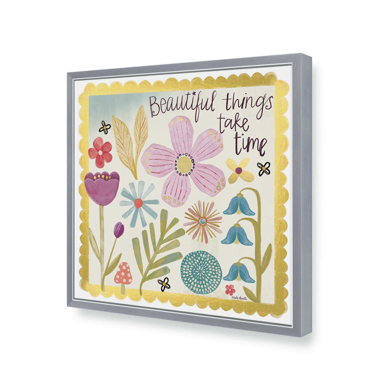 «Beautiful Things Take Time» par Katie Doucette, reproduction d'art, L 20 po x H 20 po, Argent, Impression encadrée