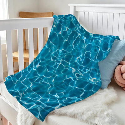 Jeté en flanelle transparente ultra douce, imprimé aqua piscine