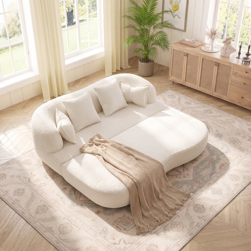 Modern Convertible Foldable Sofa Bed, White