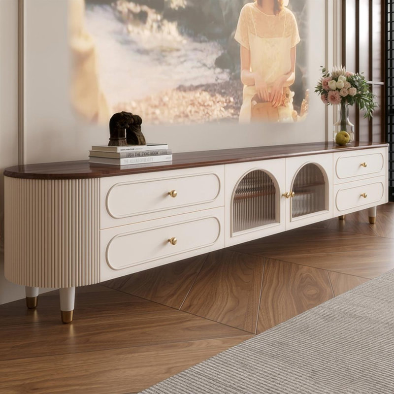 Modern White Manufactured Wood TV Stands, 19.29"H x 70.87"L x 15.75"W