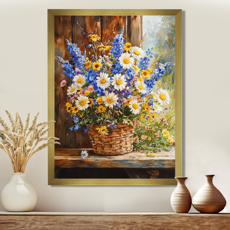 Joyce - Floral Wall Art, H 20 po x l 12 po, Reproduction encadrée sans passe-partout, Doré
