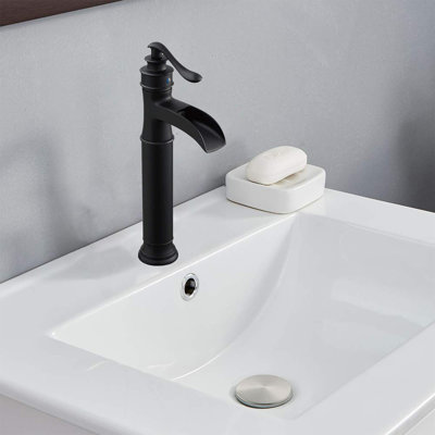 Cascade Single-Hole Waterfall Bathroom Faucet With Pop-Up Drain Supplies