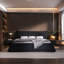 King Size Upholstered Platform Bed With Special Shaped Velvet Headboard, Metal & Solid Wood Frame,Black