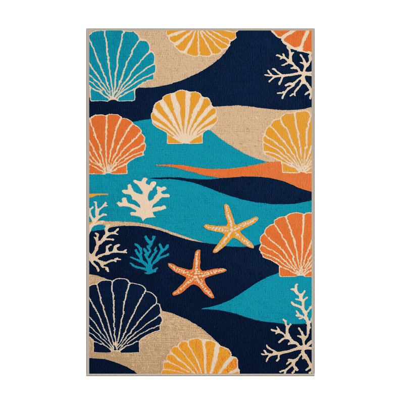  Washable Coastal Pop Art Plus Coastal Area Rug, Rectangle 2' x 3'
