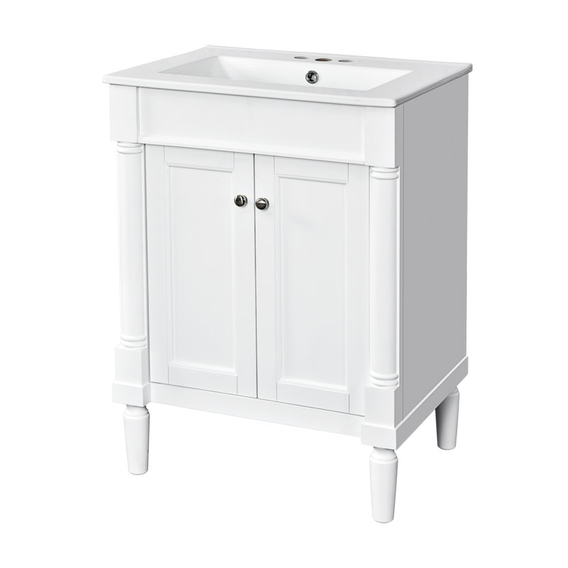 De meuble-lavabo moderne "- lavabo simple avec lavabo supérieur et armoire de rangement à 2 niveaux, grandes tablettes pour l'organisation