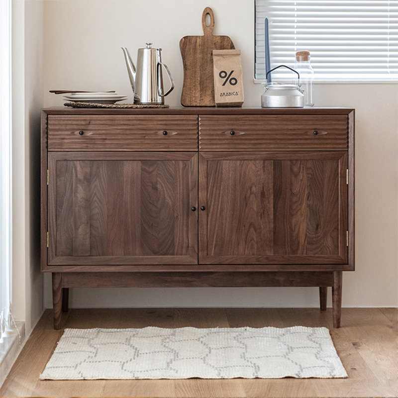 Armoire d'appoint minimaliste à double porte, Noyer
